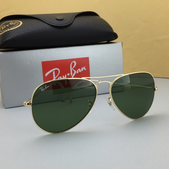 LIKE NEW RayBan Aviator RB3025 Green Lens Ray ban Sunglasses - Picture 2 of 14